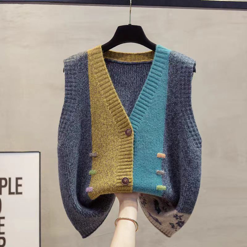 Knitted Cardigan Vest Spring Autumn Fashion Flattering Versatile Loose Outerwear Sleeveless Waistcoat