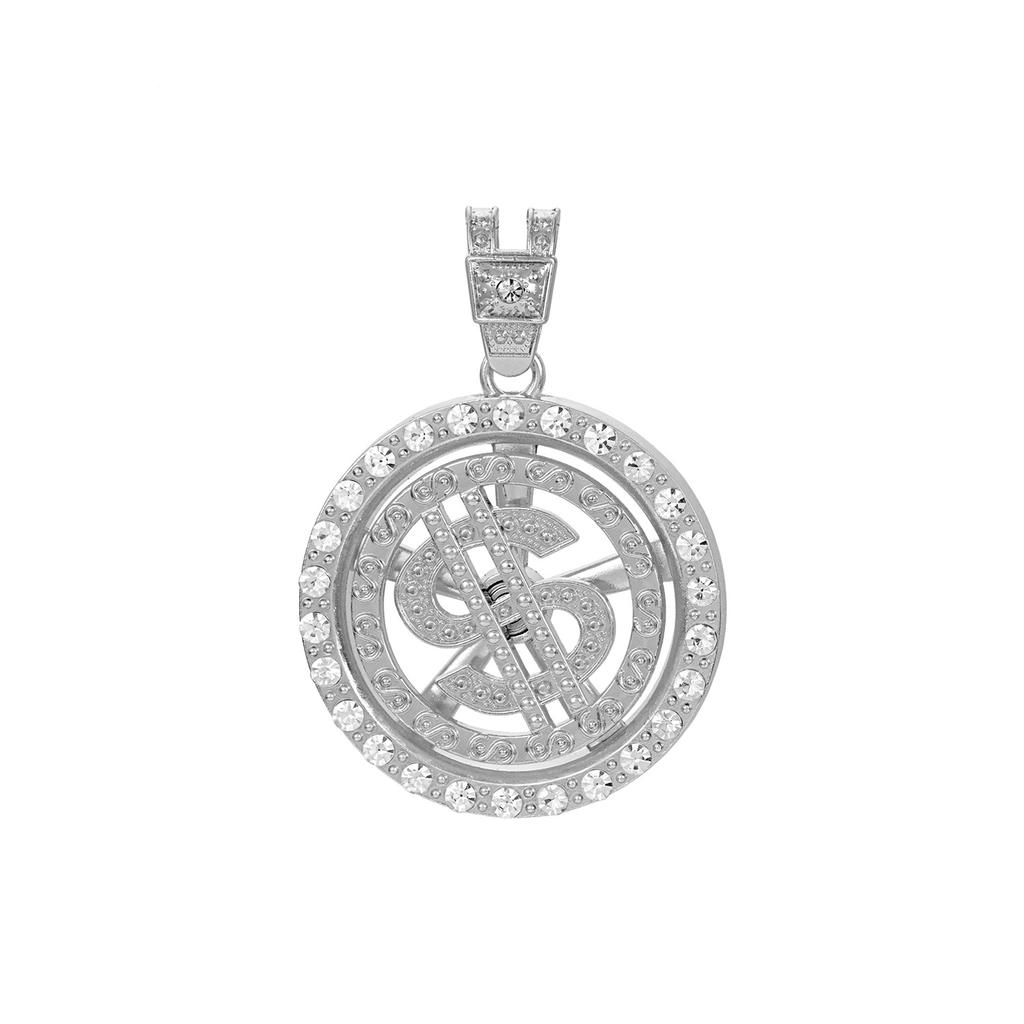 Classic 63mm Large Pendant, Rotating Dollar Sign, Hip-hop Necklace, Cuban Chain, Miami-style Large Chain