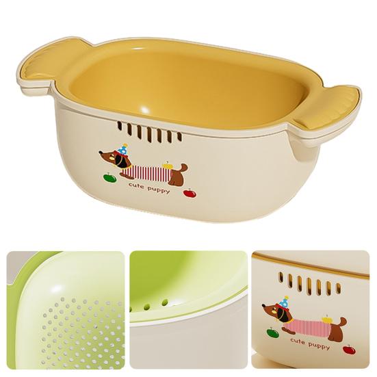 Zeleninové cedidlo, miska, potravinářský materiál, bez BPA, prachotěsný design, dvouvrstvý koš na mytí ovoce s cedníkem