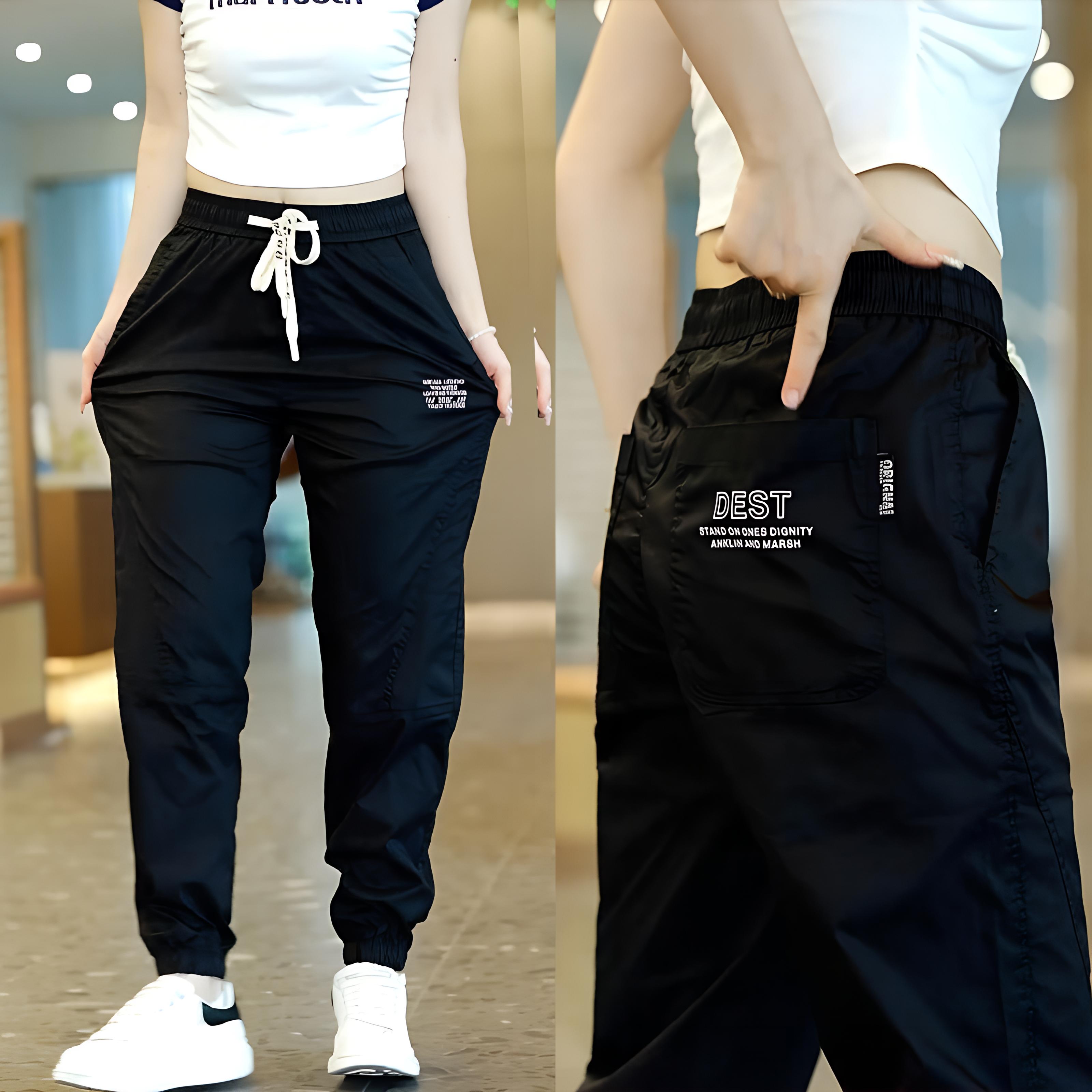 

Закажите на размер больше Спортивные брюки из ледяного шелка Повседневные Женские Свободные Летние Тонкие Быстросохнущие Брюки Новые Спортивные Брюки длиной три четверти 4XL чёрный