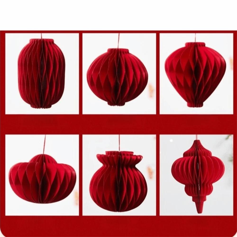 New Red Honeycomb New Year Decorations Paper with Tassel Hanging Pendant Hanging Style Christmas Balls New Year Eve