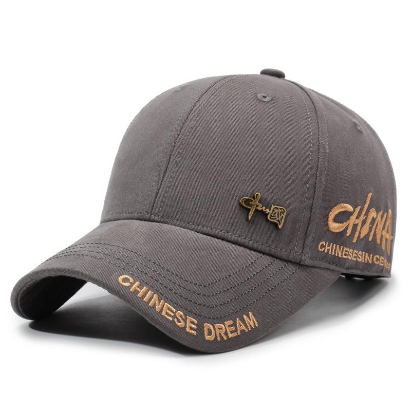 Spring And Autumn National Style Embroidery Alphabet Baseball Cap Outdoor Men S And Women S Hard Top Sunshade Sunscreen Cap Adjustable серый