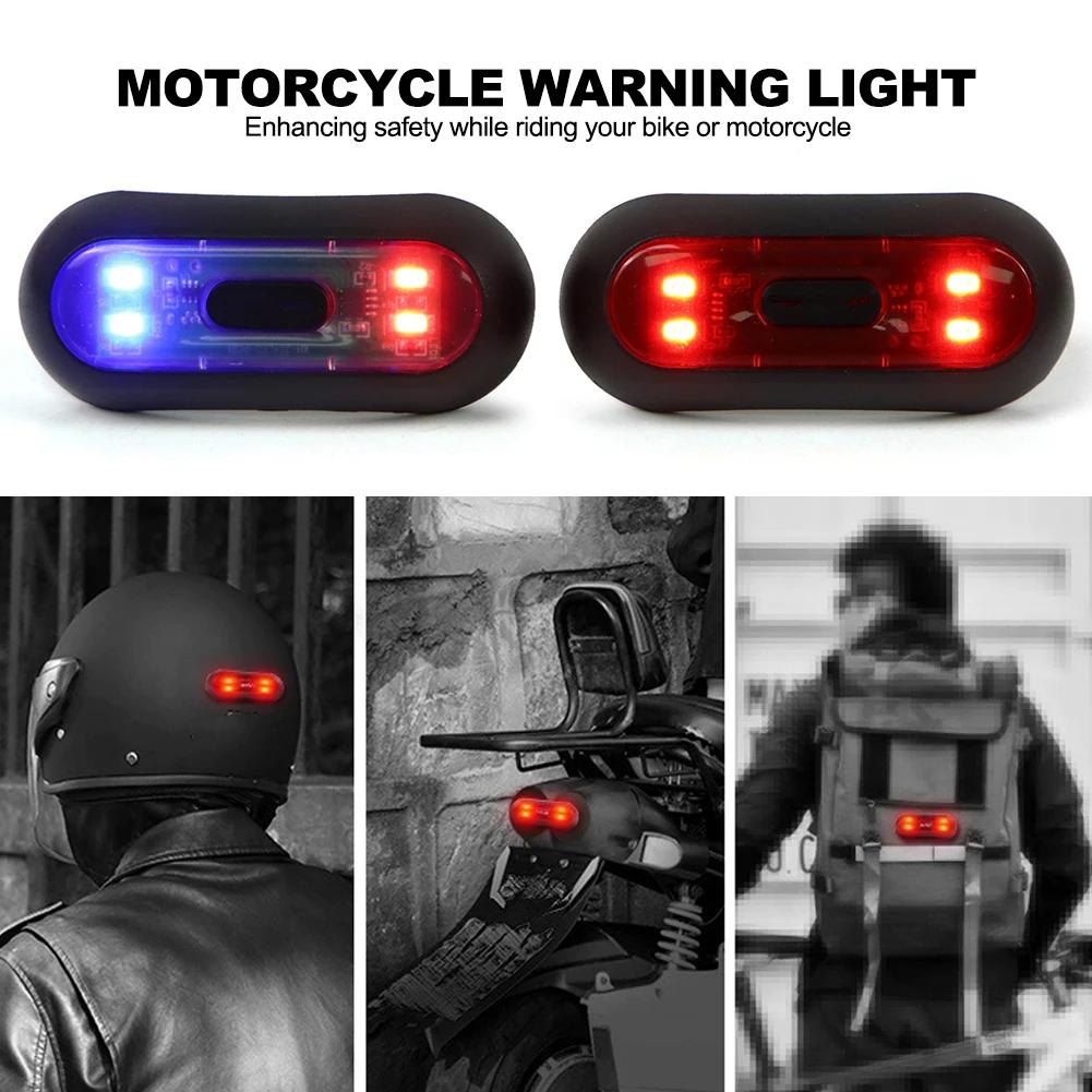 Luce Lampeggiante di Sicurezza Ricaricabile USB per Casco da Motociclista, Fanale Posteriore di Segnalazione per Moto, Bici e Bicicletta rosso