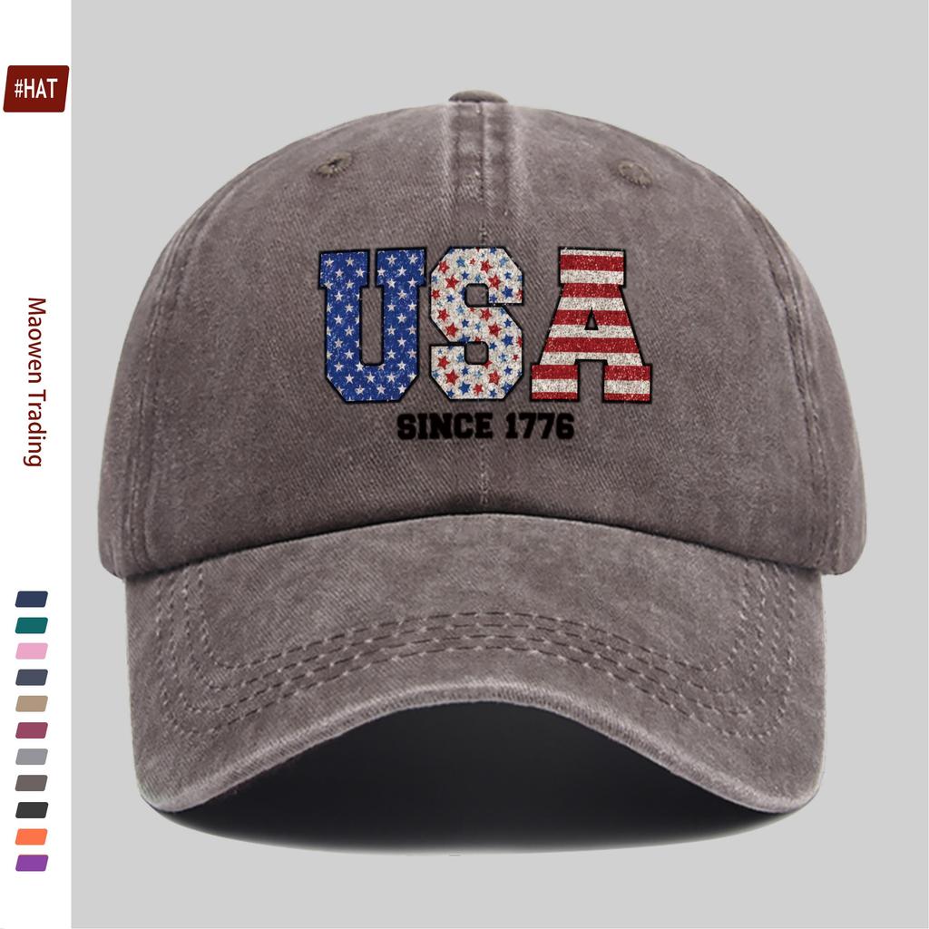 pc American Years of Freedom Star Pattern Print Baseball Cap Fashion Patriotic WomenS Daily Wear Design Sun Hat Comfo
