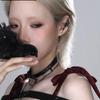 Dark Red Rose Crow Earrings Gothic Earring for Girl Irregular Black Bird Cross Star Ear Needle Jewellry