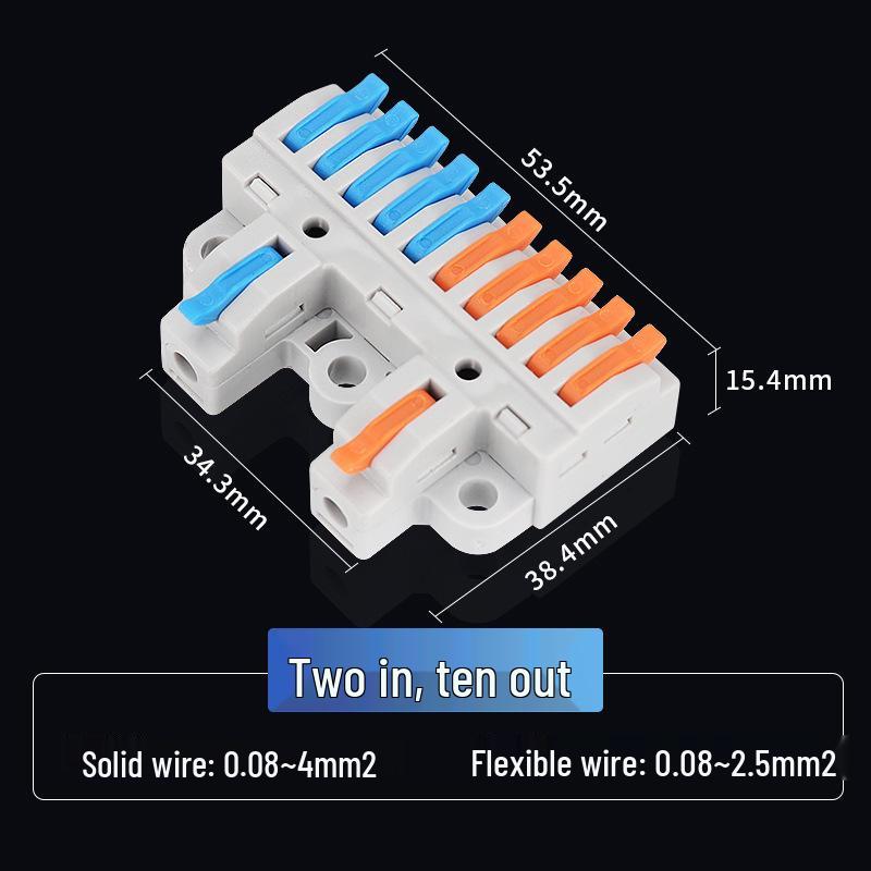 220V Quick Wiring Terminal Block: 2-In/4-Out/6-Out Wire Connector Splitter