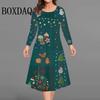 Christmas Print Woman Dress O Neck Ladies Long Sleeves Autumn Winter New Products Loose Casual Christmas Tree Plus Size Dresses