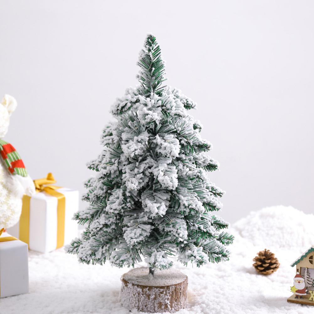 Desktop Christmas Tree Artificial Snow Frost Pine Tree Christmas Ornaments Tree Xmas Flocking Tree Xmas Holiday Table Decoration
