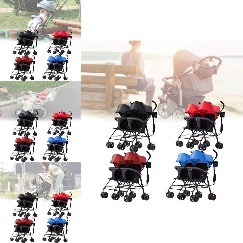 Lichtgewicht Tweeling Kinderwagen Ultra Compact Opvouwbare Paraplu Kinderwagen Voor Pasgeborenen Met Verstelbare Rugleuning