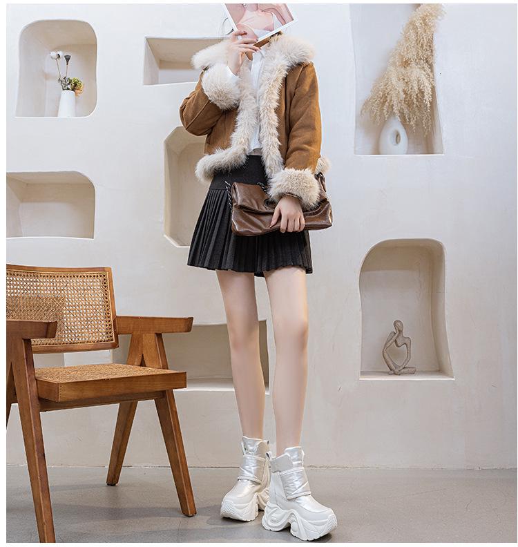 Women's 2025 Winter Ankle Boots: Warm Fleece-Lined Platform with 10CM Height Boost