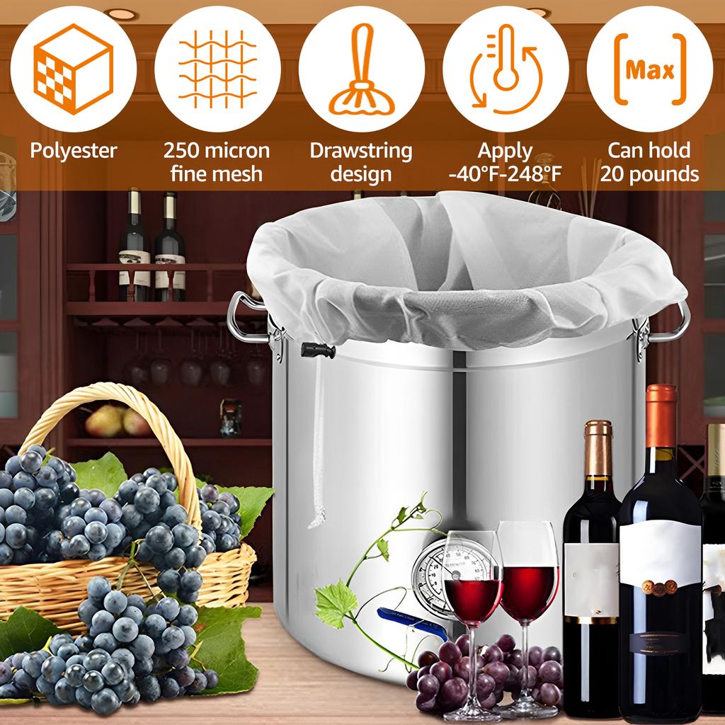 6pcs Brew Bag Beer Homebrew Filter Bag Fine Mesh Strainer Bag for Nut Milk Juice Filter Cloth Home Brewing Beer Cider Grape Wine