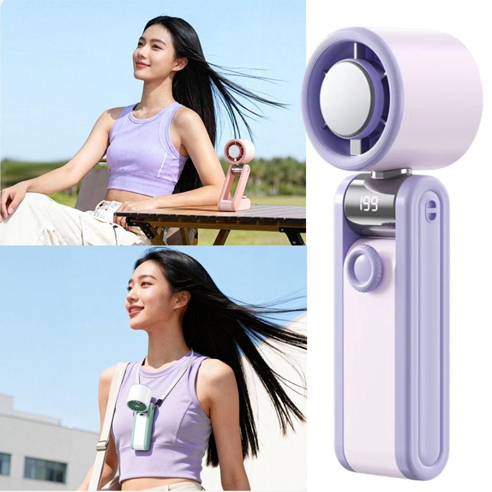 Digital Display Mini Pocket Fan Foldable Design Folding Cooling Fan Portable Desktop Fan  Home Use