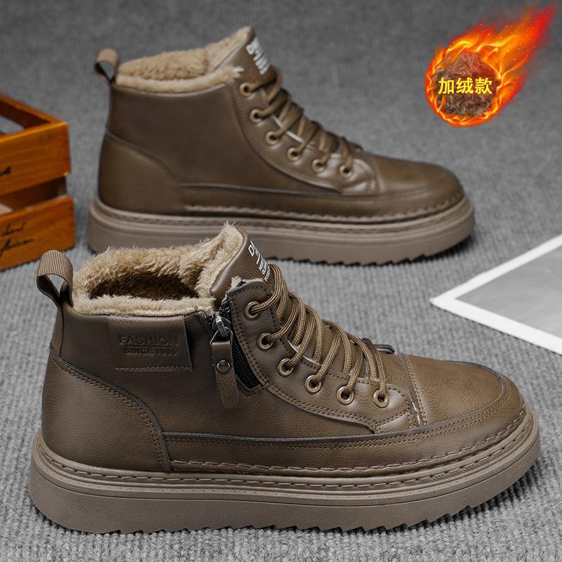 

Зимние бархатные ботинки Мартин мужские туфли новые универсальные утолщенные теплые короткие ботинки кожаные хлопковые туфли короткие ботинки 44