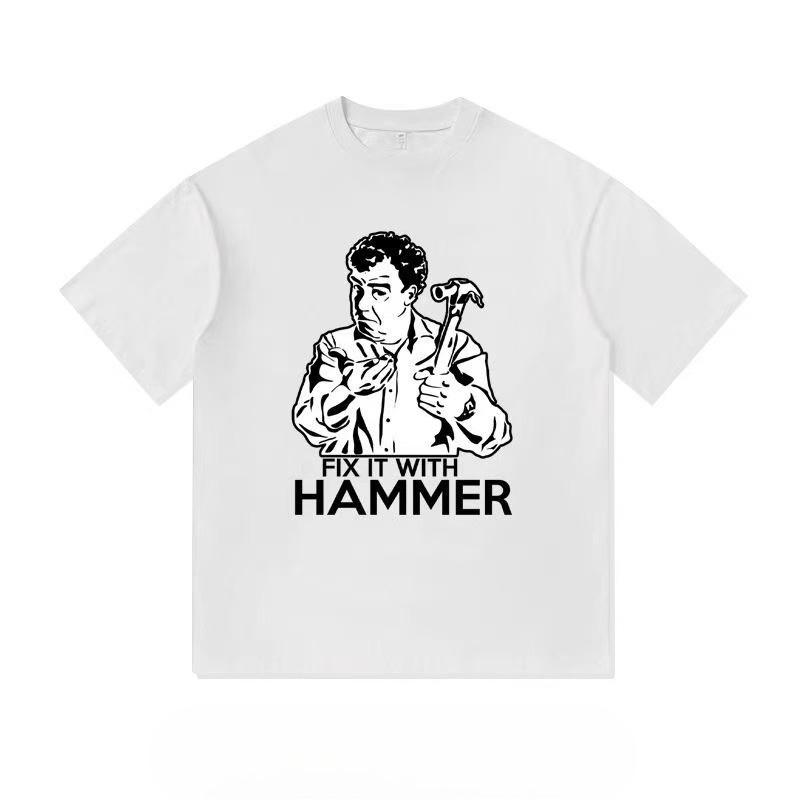 2025 Summer and Autumn Spoof Fun printed T-shirt loose outdoor cycling short-sleeved men's and women's top