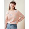 Women's Letter Embroidered Round Neck Wool Sweater