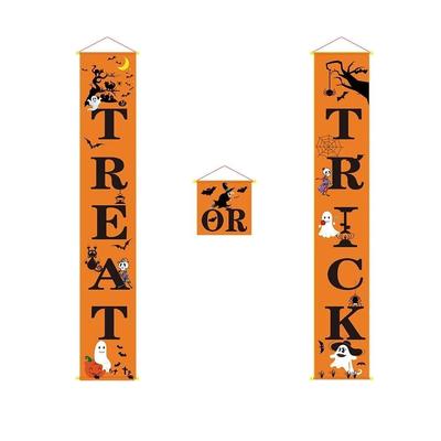 3pcs/pack Halloween Door Decor Props Halloween Party Decoration Hanging Ornaments Long Flags 3 Colors Hanging Banner