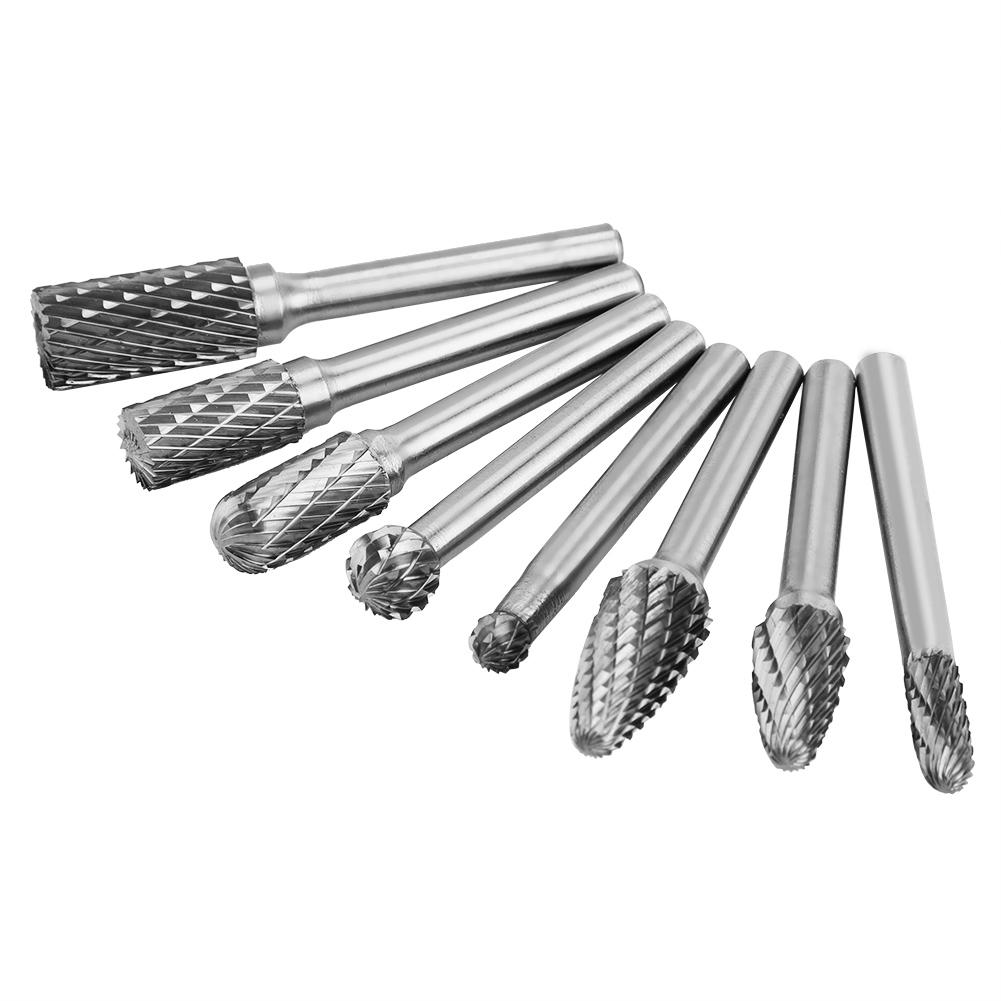 8Pcs Double Cut Tungsten Steel Carbide Rotary Burr Die Grinder Bit Tool Set