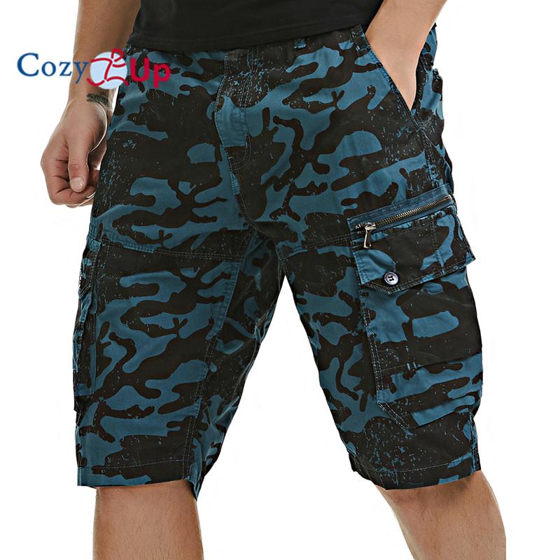 

Men s Camo Cargo Denim Shorts with Multi-Pocket 40