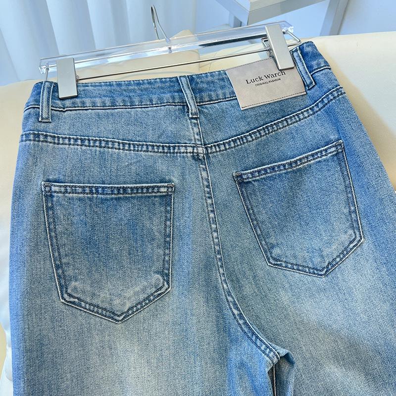 Damen High Waist Blaue Wide-Leg Jeans - Sommer 2025 Retro Schlankmachender Stil