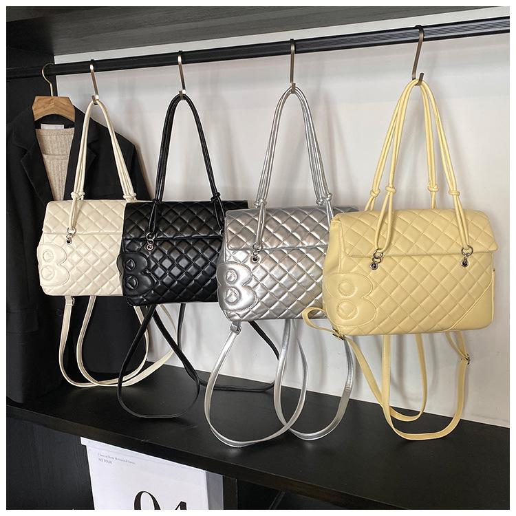 Large capacity diamond shoulder bag women's new fashion versatile commuter tote bag handbag simple backpack