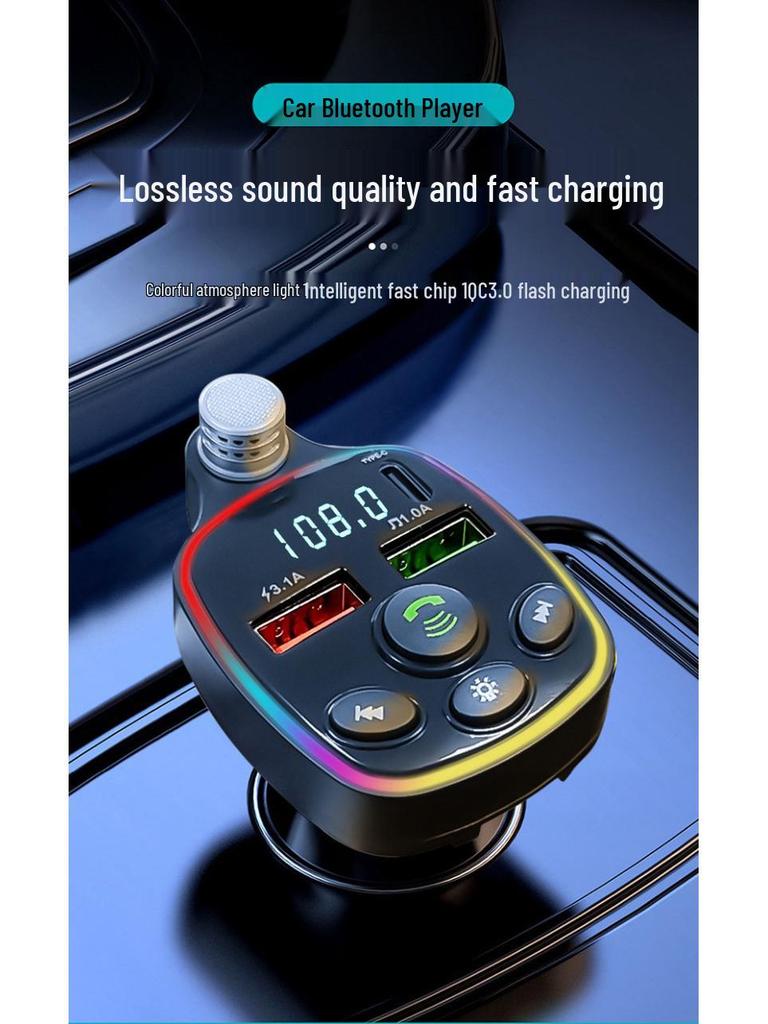 Q11 Bluetooth MP3 Car Charger with Atmosphere Light and Dual PD Fast Charge