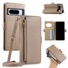 Crossbody Zipper Cards Solt Wallet Leather Case For Google Pixel 9 Pro XL 8 8A 7 7A 6 6A Makeup Mirror Long Lanyard Book Cover
