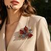Vintage Style Brooch Pin Autumn Maple Leaf Design Zinc Alloy with Rhinestone Inlay Suits Coats Sweaters Badge Formal Wear Accessory Fall Season