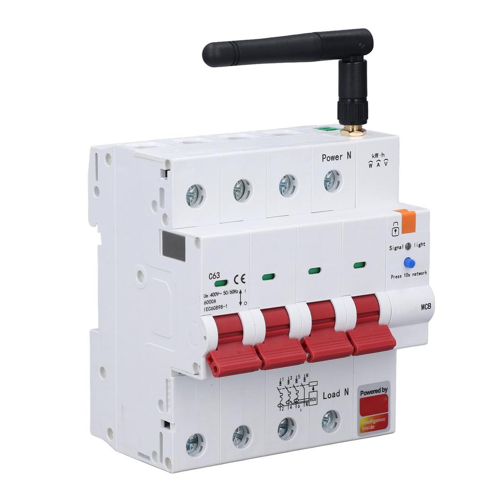 Smart Circuit Breaker for 4P 63A Metering Circuit Breaker with Timer Mobile APP Remote Control