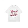 Wine Is My Valentine Oversized T Shirt Black Wine Glasses And Hearts Print For Valentine's Day Party Casual Wear