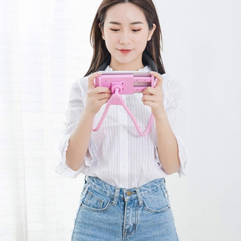 Universal Smartphones Mobile Phone Stand,Hanging on Neck Cellphone Mount Holder, Flexible Lazy Bracket