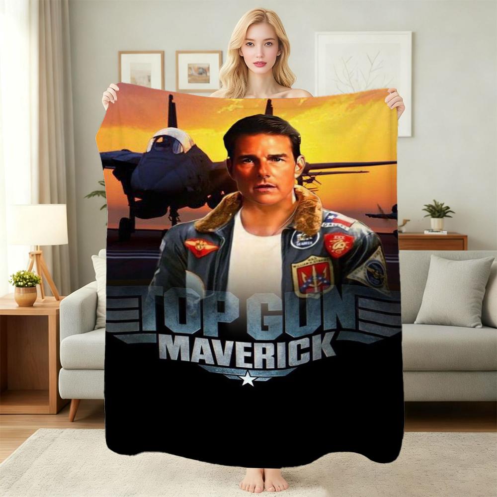 Top Gun Maverick Movie Poster Pattern Blanket Fluffy Plush Throw Blanket For Living Room Gaming Room Home Decor Holiday Gift