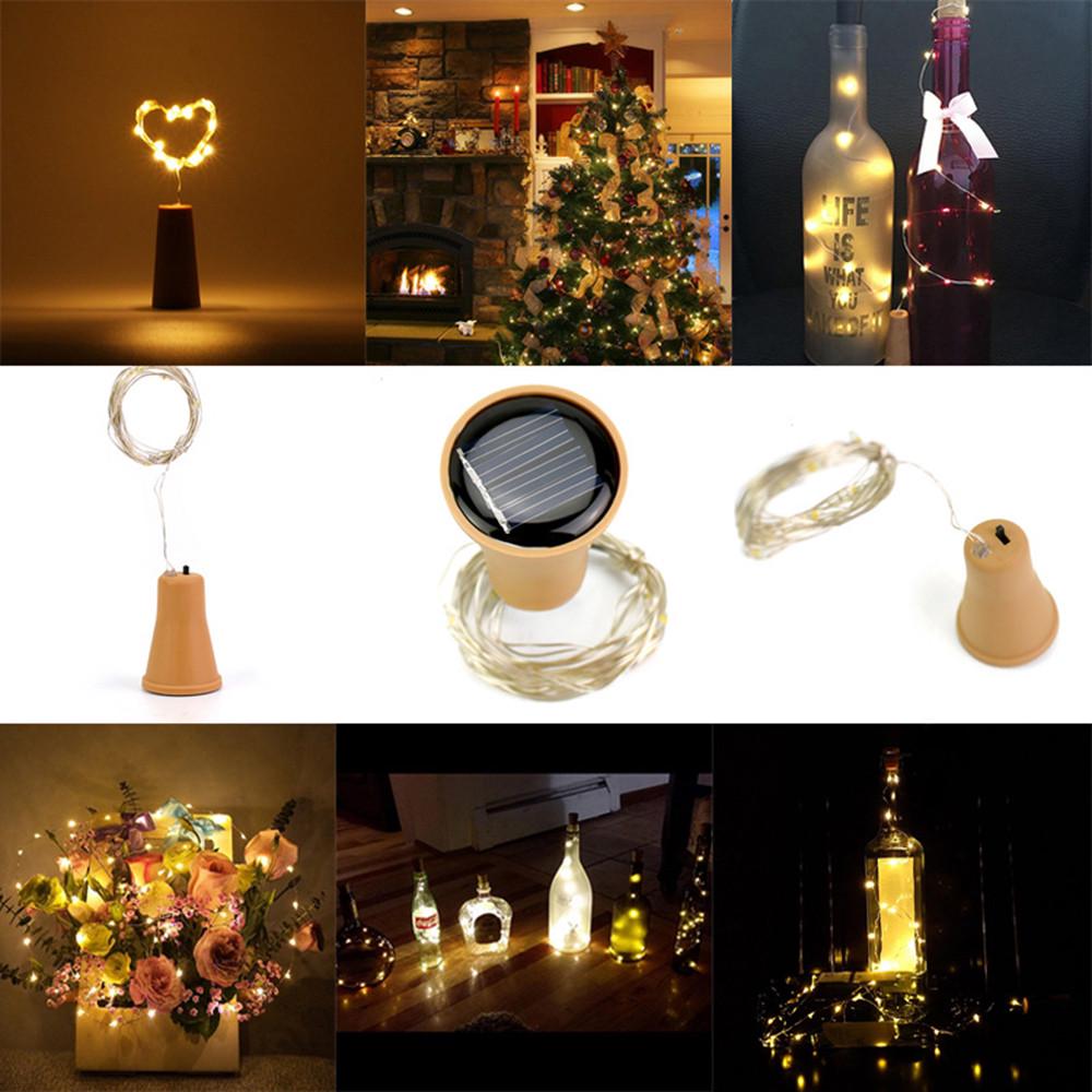 Buy 2M 20LED Solar Cork Wine Bottle Stopper Copper Wire String Lights