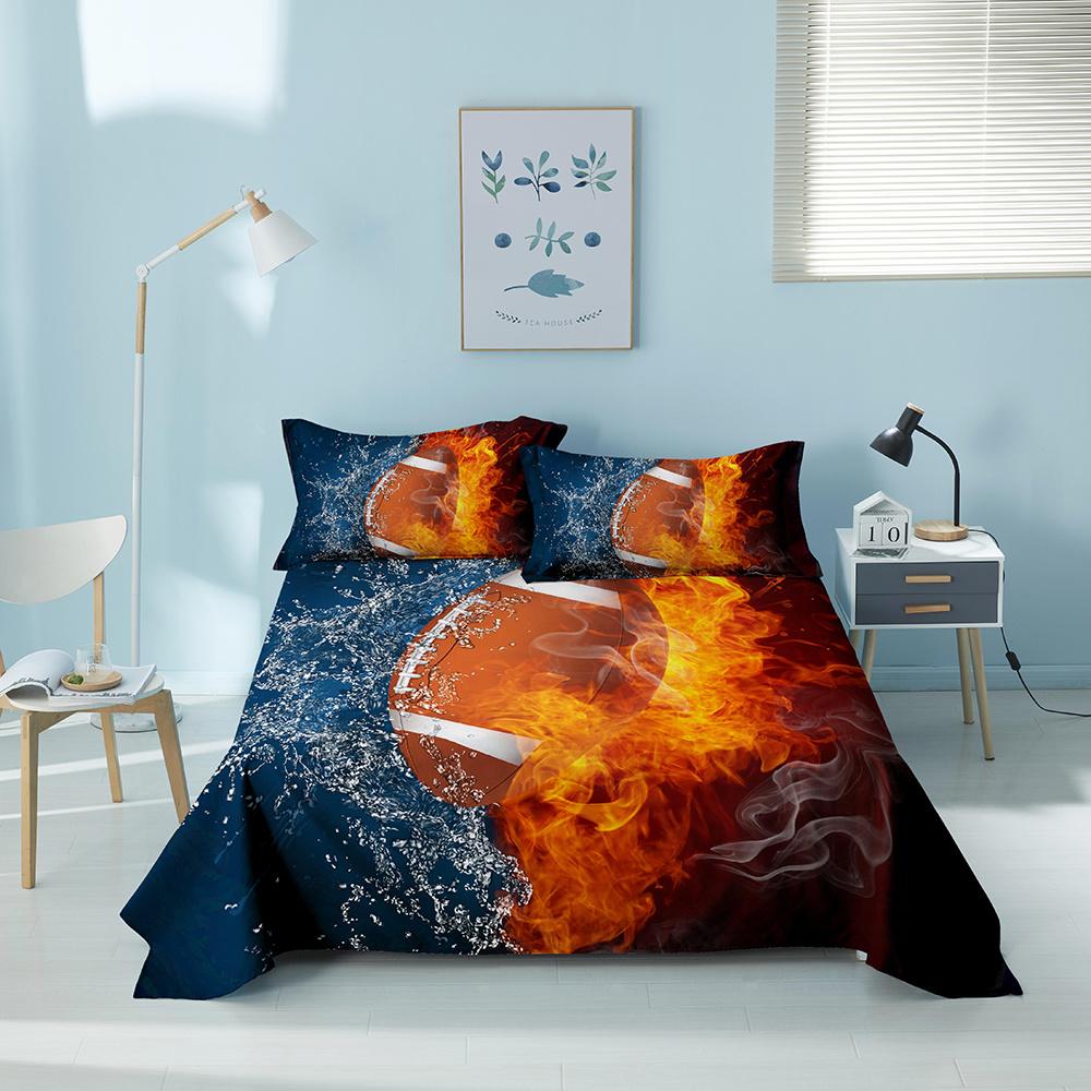 Baseball Football Basketball Bed Sheet Set 3D Printed Polyester Bed Flat Sheets Sport Design 200x230 Fashion Decor for Teens Boy