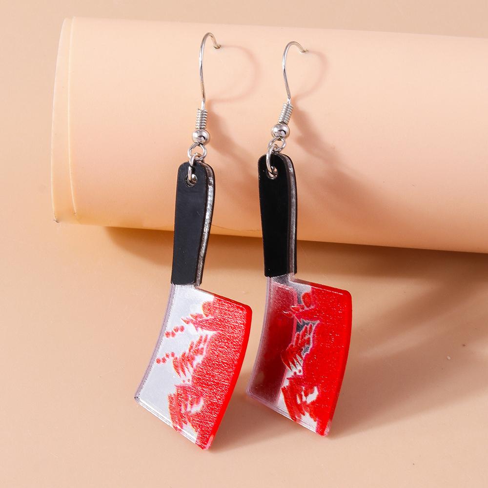 Halloween Bloody Knife Drop Earrings Punk Scissors Saw Dangle Hooks Earrings for Women Girls Night Party Jewelry Gifts