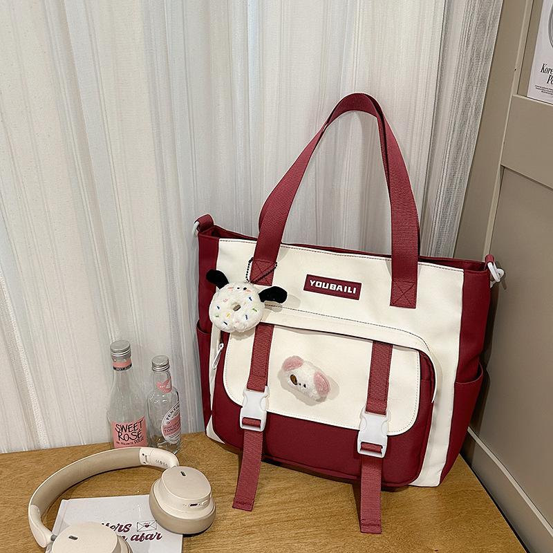 New High-value College Style, Fresh and Sweet Backpack, Contrasting Color Splicing Make-up Bag, Junior High School Student Backpack