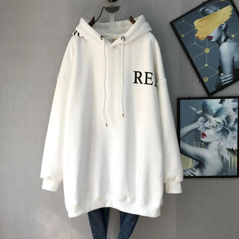 Damen Sweatshirt Oversize Kapuzenpullover Fleece Verdickt Locker Lässig Pullover Langarm Winter Sweatshirt Oberteil