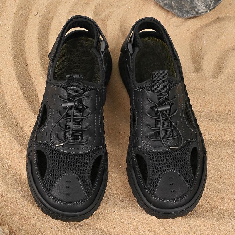 38-46 Summer Men's Fashion Handmade Mesh Breathable Outdoor Casual Shoes Hiking Shoes Beach Sandals