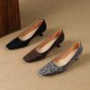 Krazing Pot Cow Skin Summer Autumn Thin Med Heels Party Shoes Women Square Toe Leopard Prints Shallow Pumps