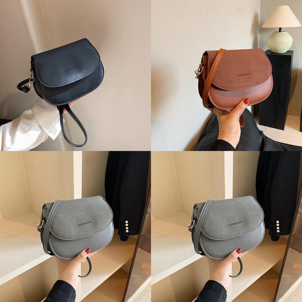 Vintage Chic Saddle Bag For Women Stylish Casual Crossbody Purse In Black Brown And Gray
