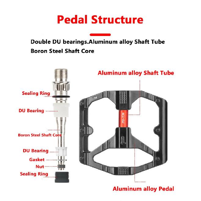 PROMEND MTB Bicycle Pedal Anti-Slip Double DU Bearings Lightweight Aluminum Alloy Pedal Wide Platform Pedals Mountain Bike Parts