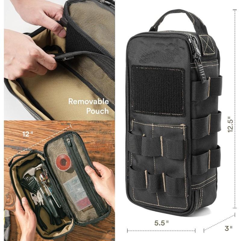 Heavy-Duty Portable Tool Organizer Bag With Zipper Handle Electricians Mechanics Home Use