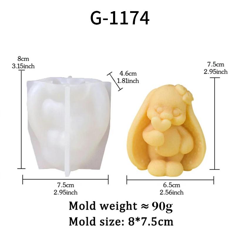 Cartoon rabbit scented candle silicone mold DIY take heart lollipop rabbit gypsum drop gel baking mold