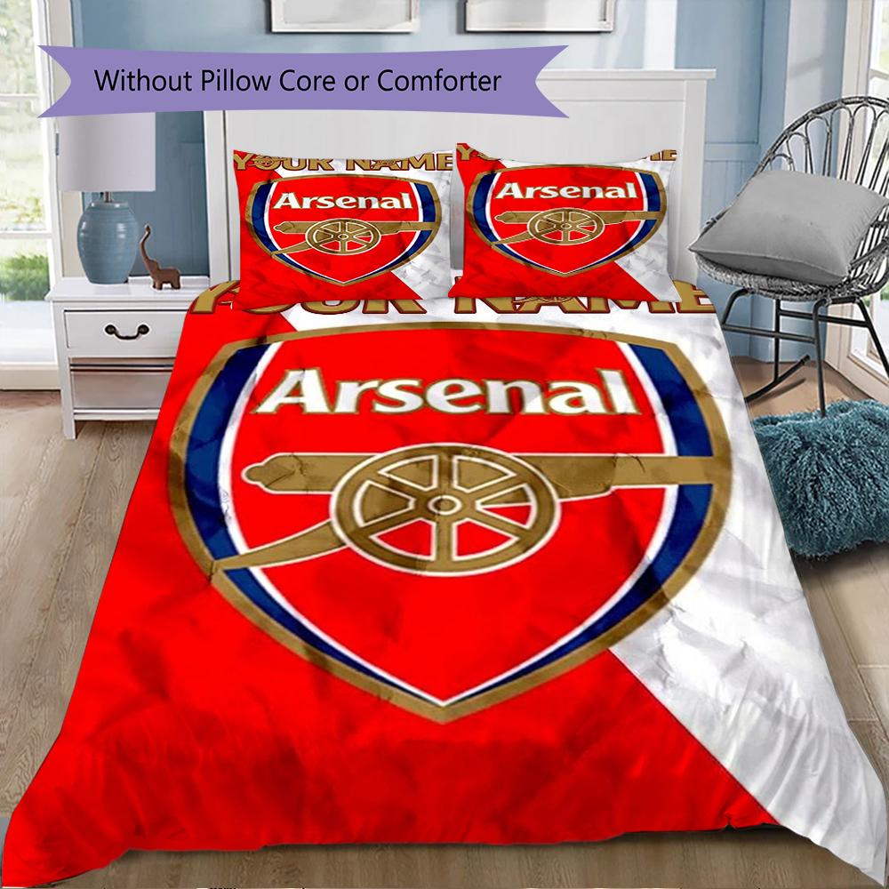 Custom Name Arsenal Pattern Bedding Uilt Set Uilt Cover Pillowcase Home Decoration Birthday Gift (1*duvet Cover+2*pillowcase Without Core)
