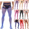Mens Floral Lace Open Crotch Pantyhose Sheer Stockings Valentines Day Honeymoon Lingerie