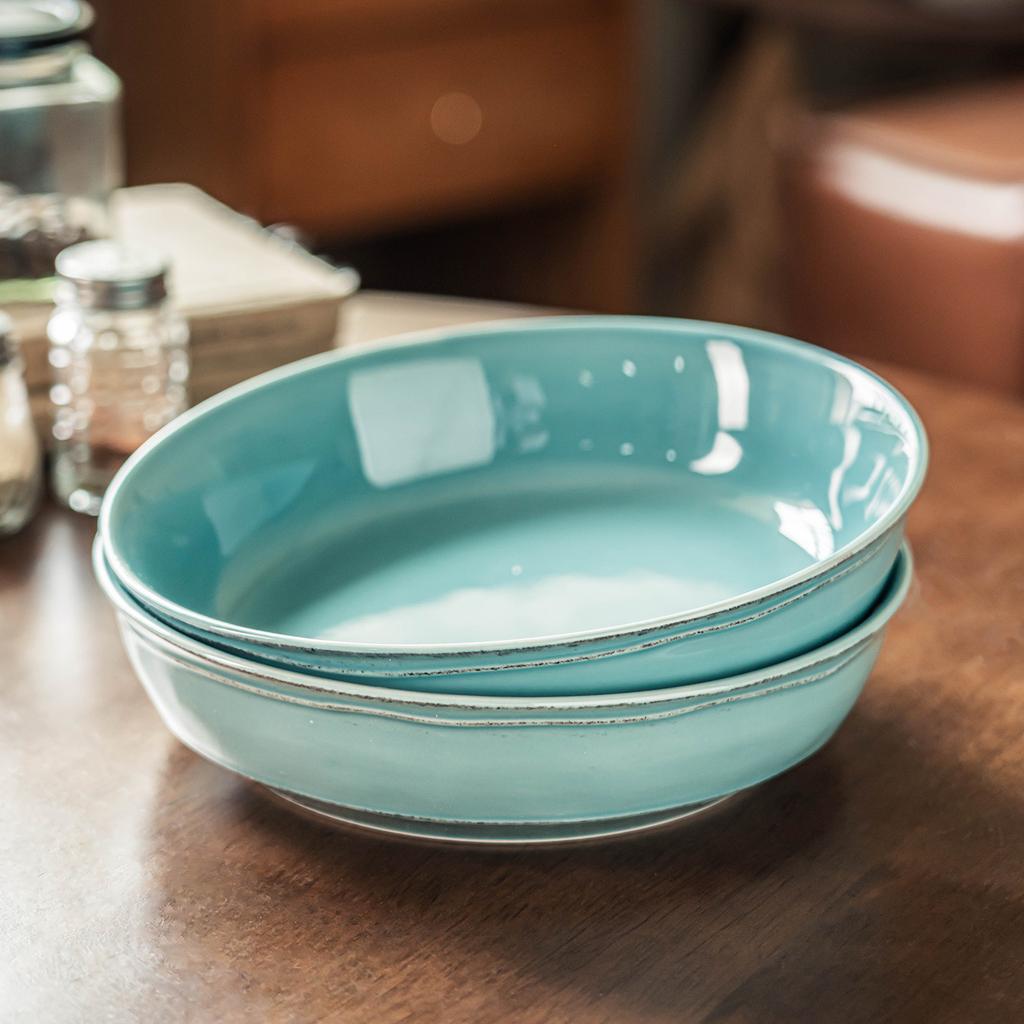 Big Bowl Retro Style Blue Ceramic Bowl Tableware Round Bowl Household Dish Bowl Fruit Salad Bowl Creative Soup Bowl