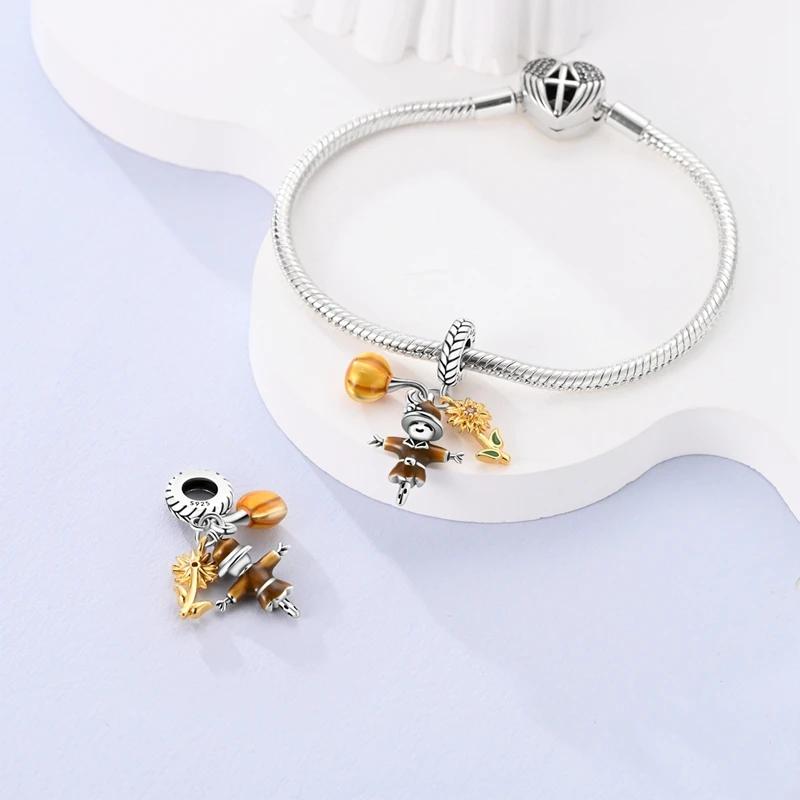 Authentic Charm Bead Charms Copper Pumpkin Sunflower Scarecrow Bead Charms Compatible With Charm Bead Charms Plata Bracelets for Women Jewellery Makin