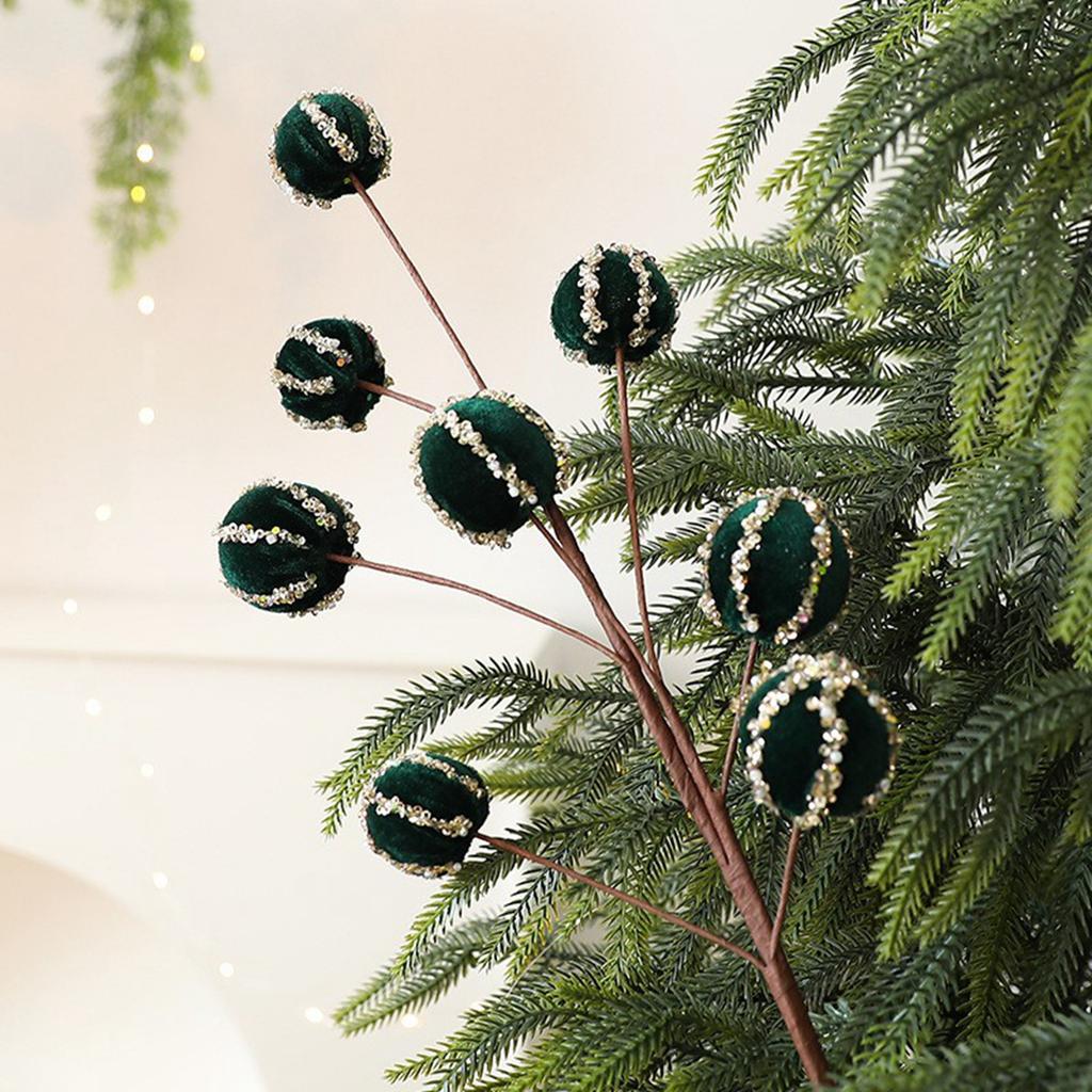 Velvet Christmas Ball Cuttings For Christmas Scene Arrangement, Christmas Tree Decoration, Simulated Berry Ball Cuttings.