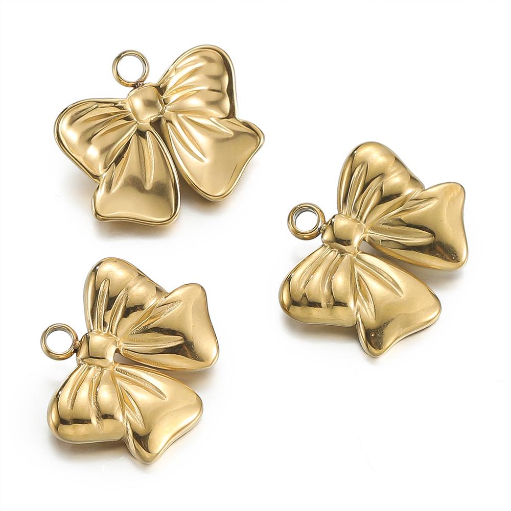 2pcs/Lot Multiple Styles Stainless Steel Bow Shape Charm Pendants for Earrings Necklace Pendant DIY Jewelry Making Accessories