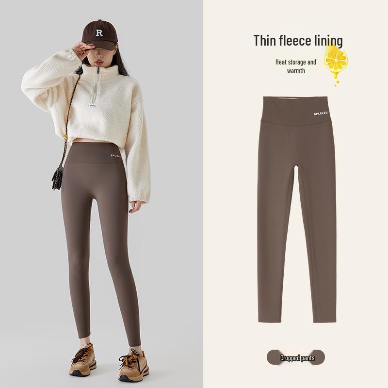 Women's High-Waisted Fleece-Lined Stirrup Yoga Pants – Warm, Thickened Base Layer with Tummy Control & Hip Lift for Autumn/Winter.