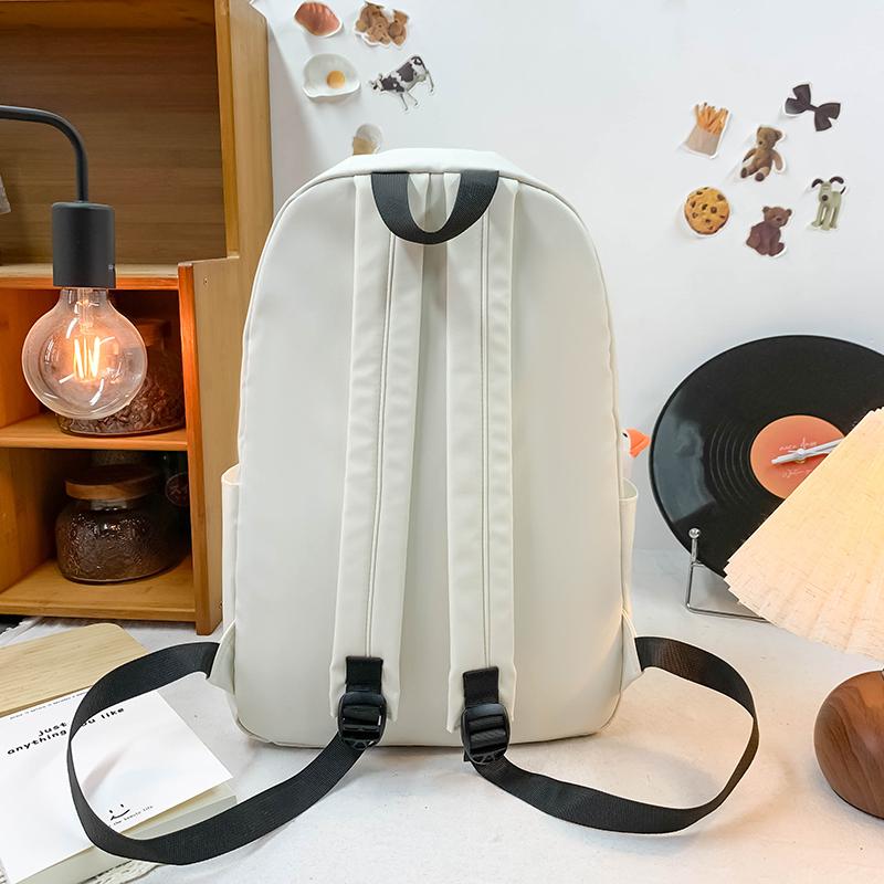 Solid Color Student Schoolbag Male Large Capacity Travel Backpack Female Junior High School Student Backpack